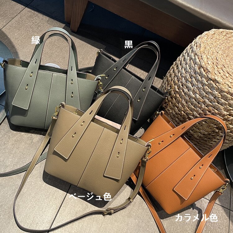 優雅な気質 ！•天然の厚みのある柔らかい牛革ハンドバッグ•牛革ショルダ一バッグ 