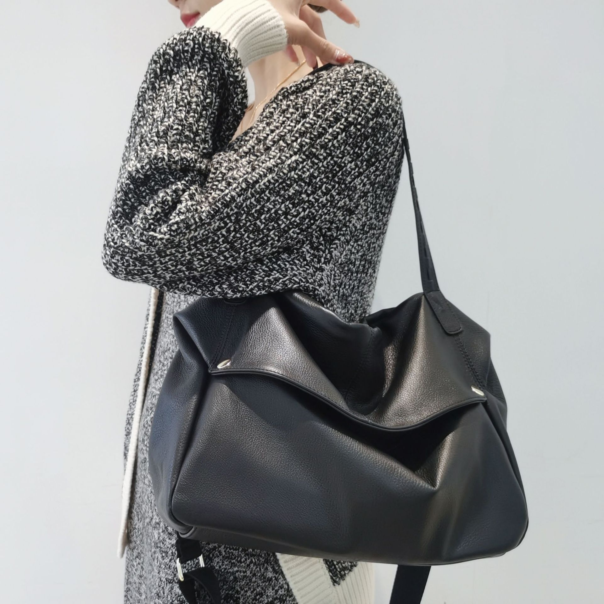 エレガント ！|ベージュ|黒|2色|3WAY•牛革ショルダーバッグ•牛革トートバッグ