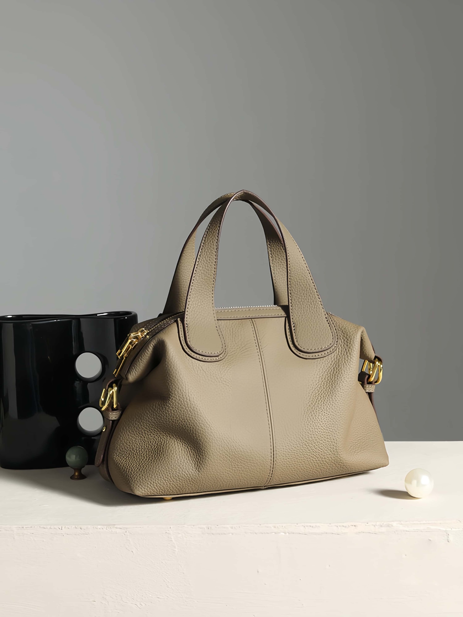 優雅なデザイン！•3WAY•5色•天然厚み柔らかい牛革ハンドバッグ・牛革斜めがけバッグ