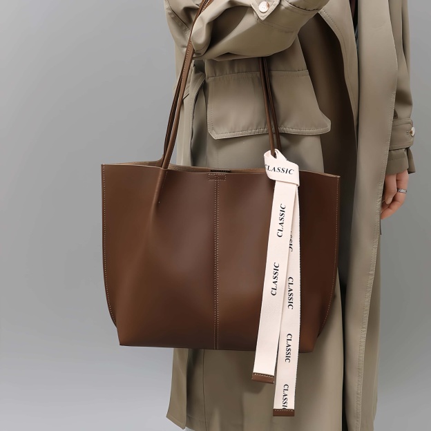 エレガントな牛革製トートバッグ ！通勤や旅行に最適の大容量仕様