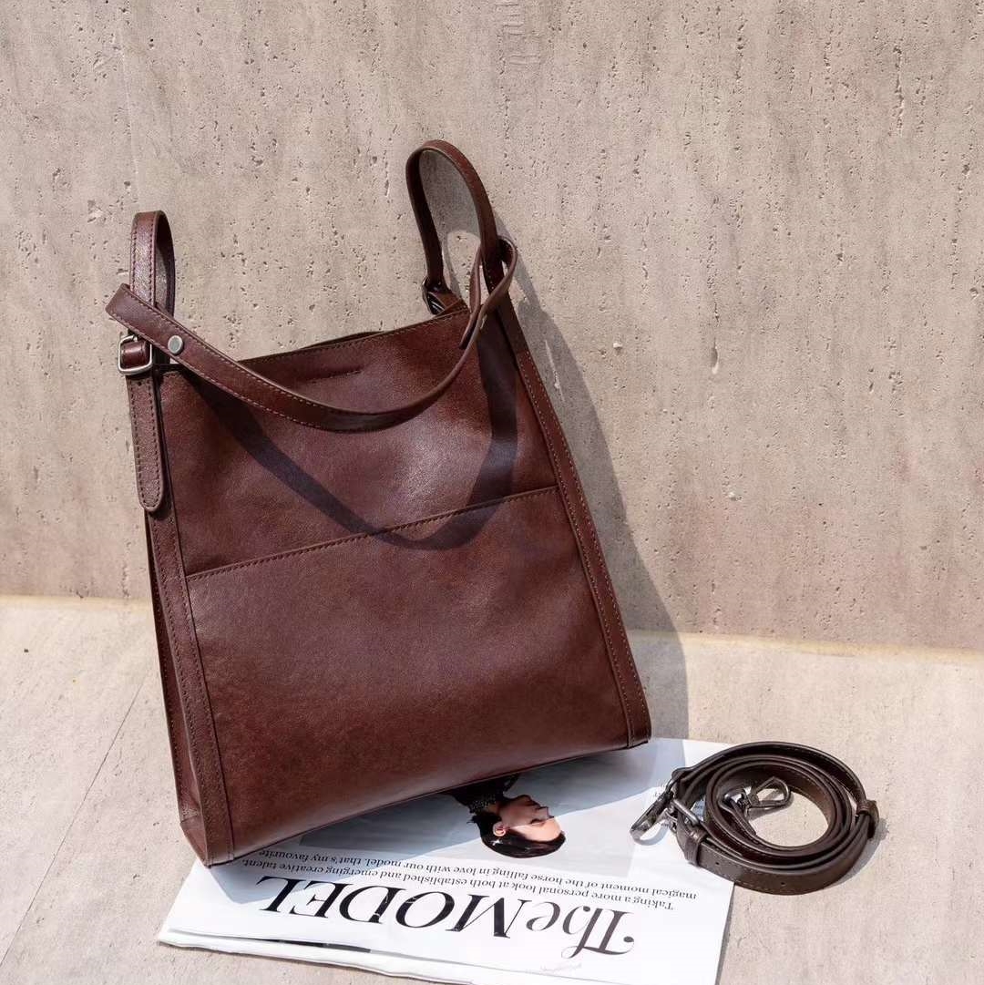 革の質感が素敵！※茶|黒※2色※3WAY※天然牛革ハンドバッグ※ 牛革斜ショルダーバッグ