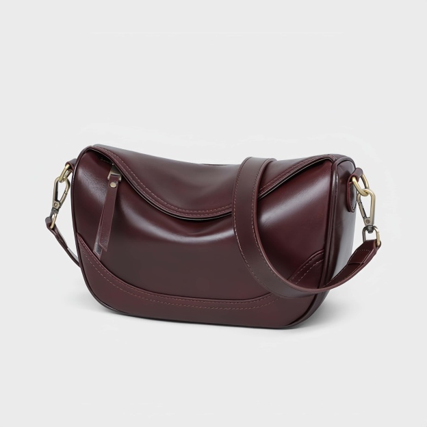 快適なタッチ感 ! |茶|天然牛革ショルダーバッグ|牛革ハンドバッグ•