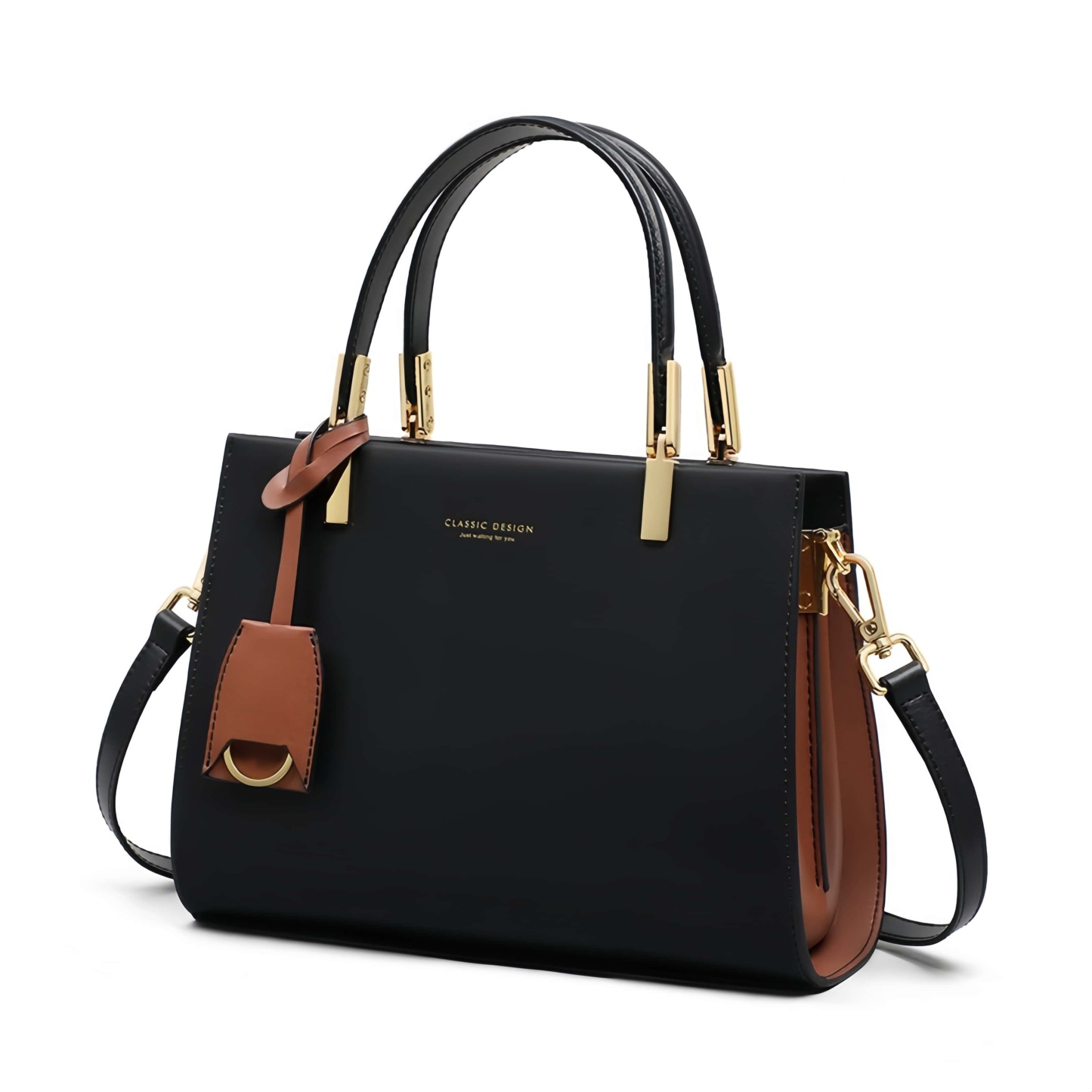 トレンディ ！•黒•3WAY•天然牛革ハンドバッグ•牛革ショルダーバッグ