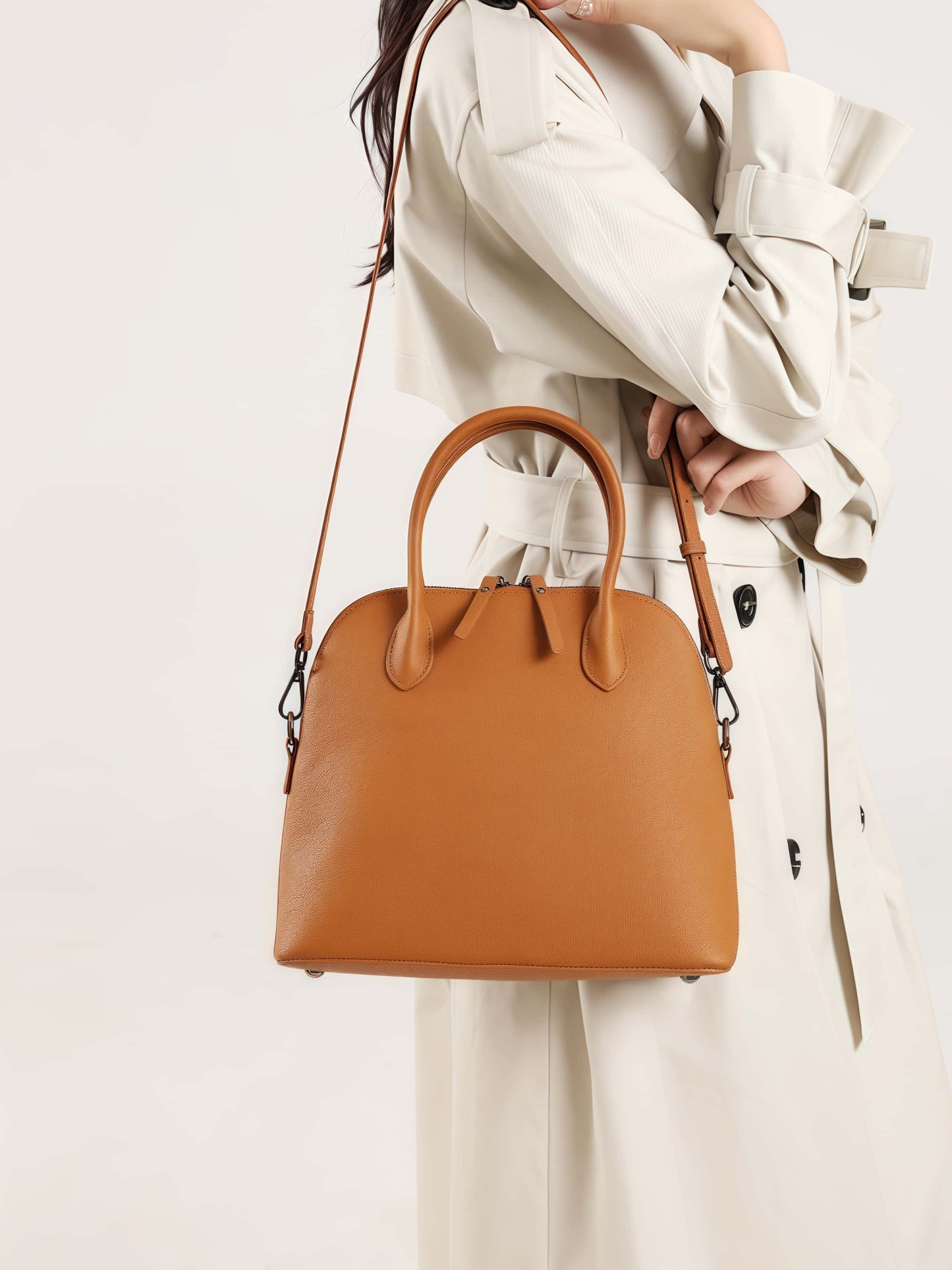 繊細なデザイン ！•カラメル/グレー/黒/3色•天然牛革ハンドバッグ•牛革ショルダーバッグ