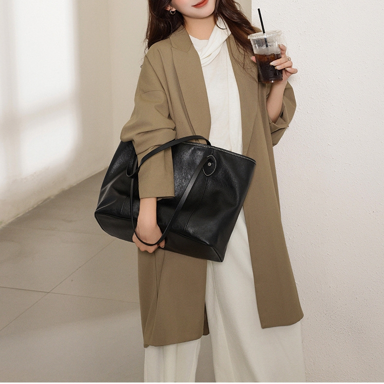 夏の新作 ！•上品•黒|茶•天然牛革ハンドバッグ•牛革トートバッグ