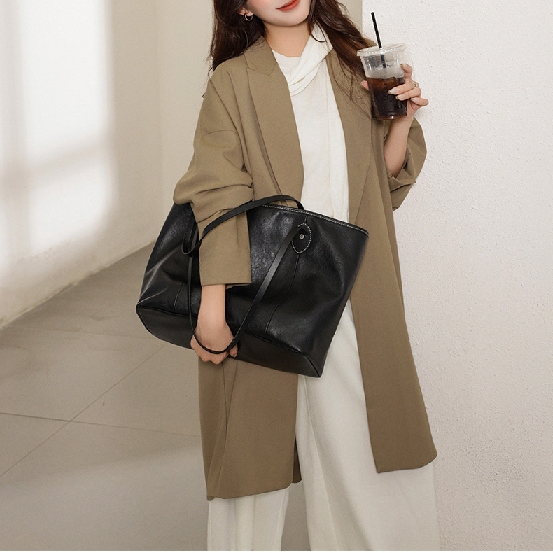 夏の新作 ！•上品•黒|茶•天然牛革ハンドバッグ•牛革トートバッグ