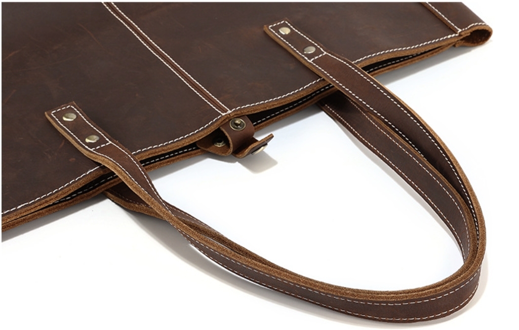 托特包 女疯马皮大容量手提包男包 真皮休闲单肩包男士皮包