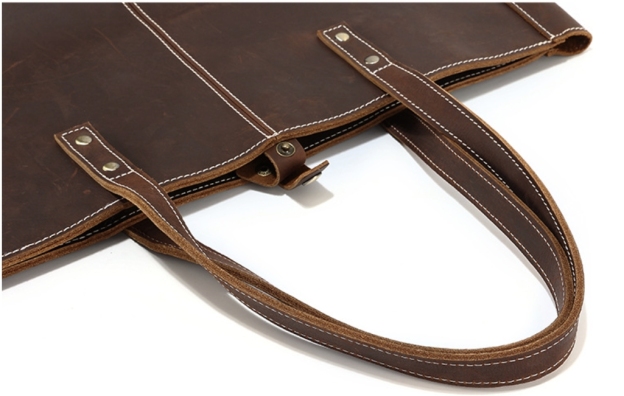 托特包 女疯马皮大容量手提包男包 真皮休闲单肩包男士皮包