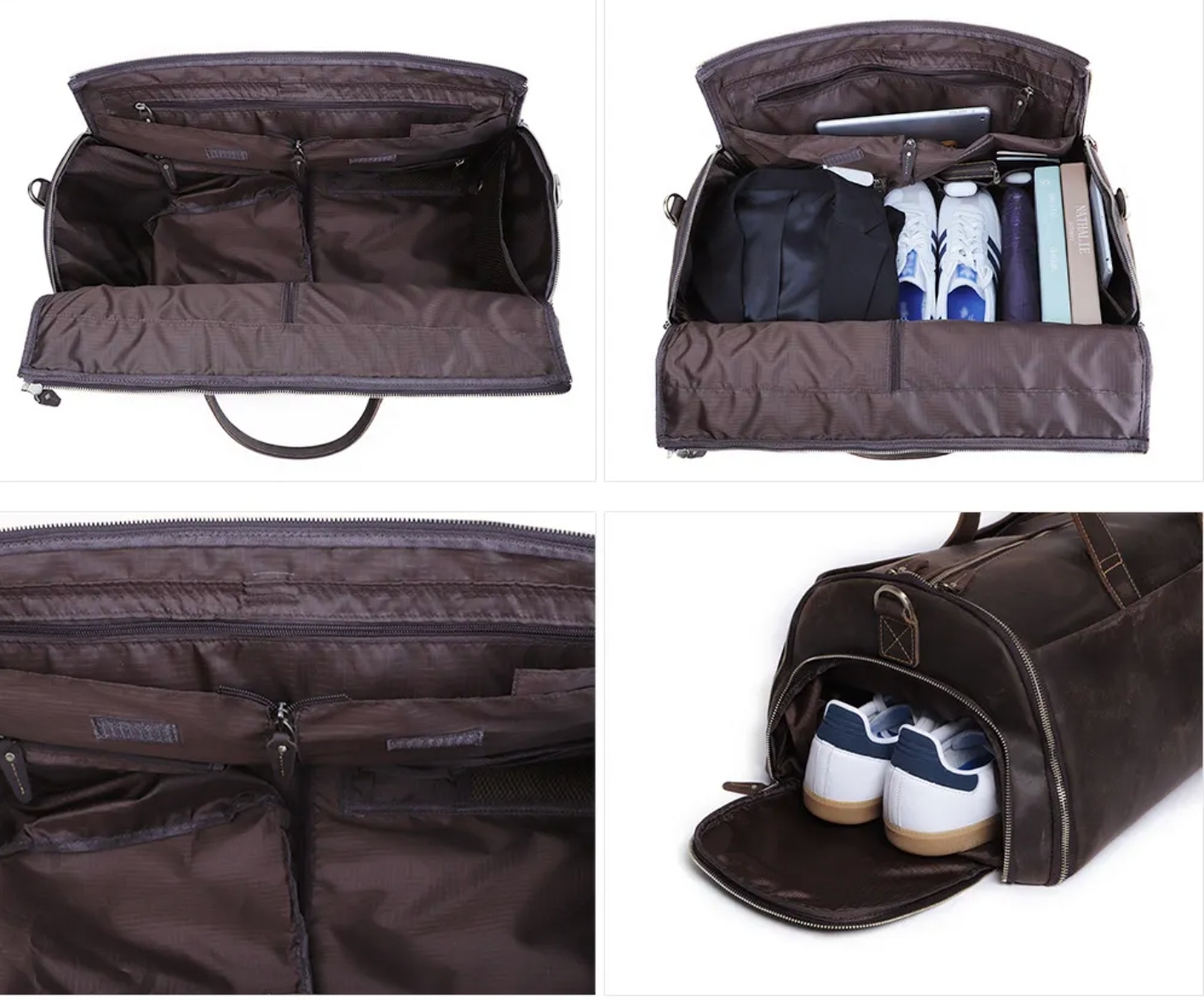 旅行包干湿分离可折叠真皮行李包带独立鞋仓旅行袋疯马皮行李袋