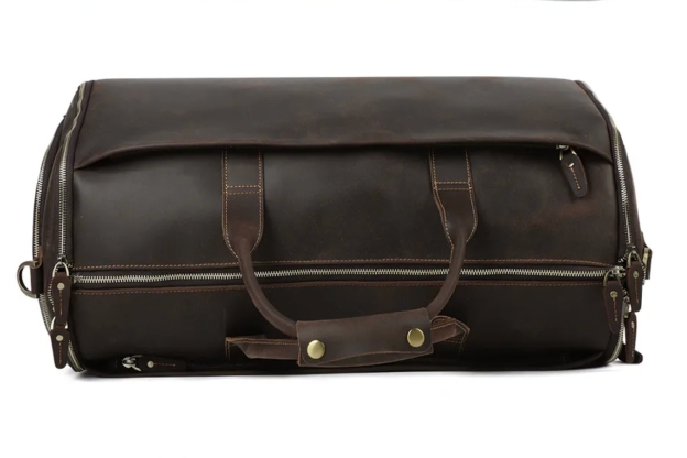 旅行包干湿分离可折叠真皮行李包带独立鞋仓旅行袋疯马皮行李袋