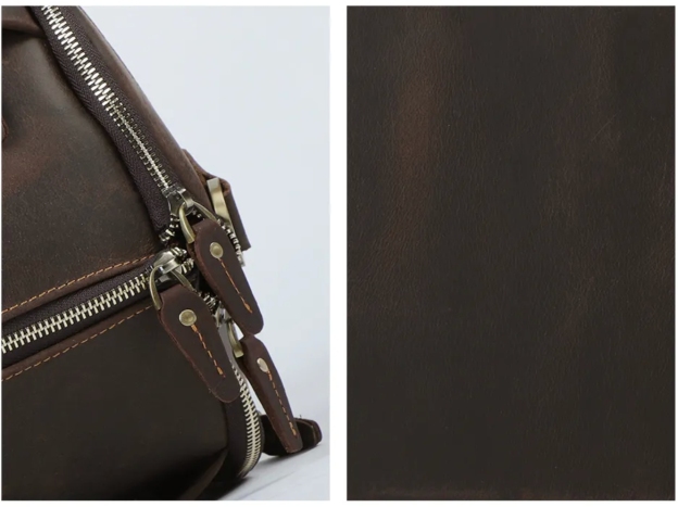 旅行包干湿分离可折叠真皮行李包带独立鞋仓旅行袋疯马皮行李袋