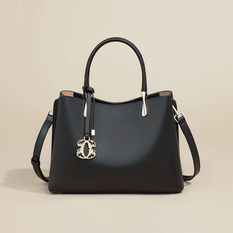 精緻な金具手提げバッグ|牛革ハンドバッグ|牛革ショルダーバッグ