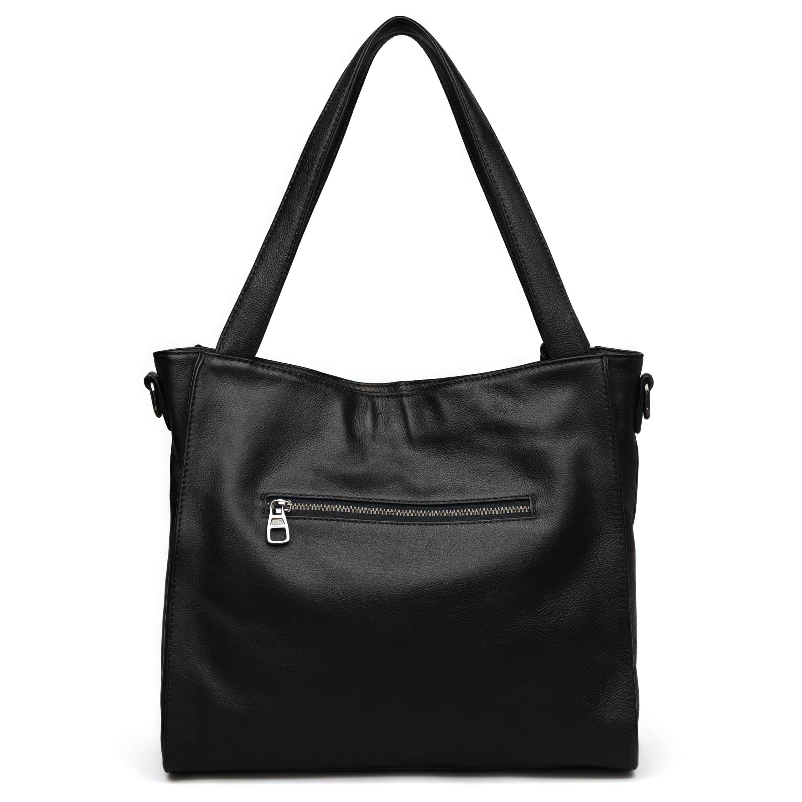 NEW ! •黒|濃い暗マゼンタ|グレー|3色•厚手な軟めな牛革ハンドバッグ•牛革トートバッグ•大容量•通勤や旅行に最適