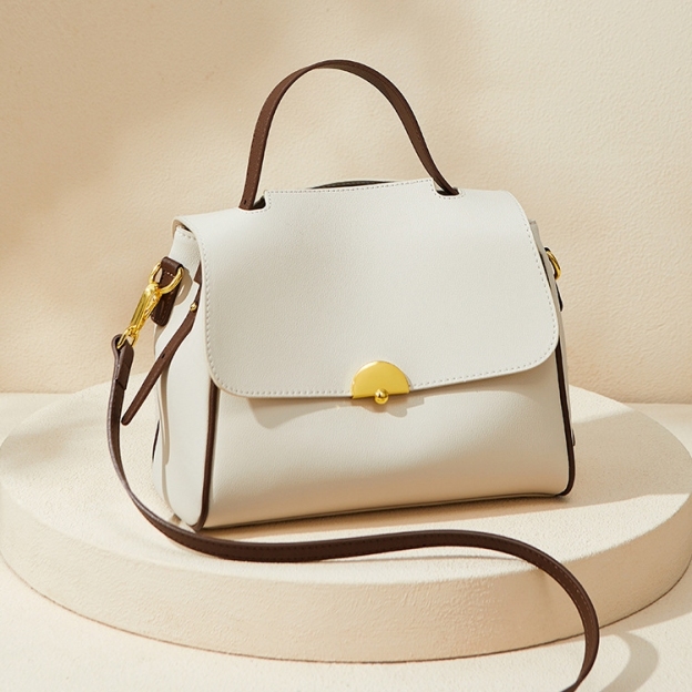 おしゃれで素敵 ！|3WAY|カーキ|乳白|茶|3色|天然牛革ハンドバッグ|牛革斜ショルダーバッグ