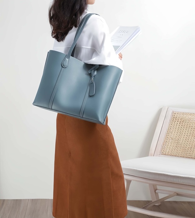 レトロな雰囲気満点 ！♦コーヒー|ベージュ|青|3色♦牛革製トートバッグ♦通勤や集会、旅行に最適♦大容量設計