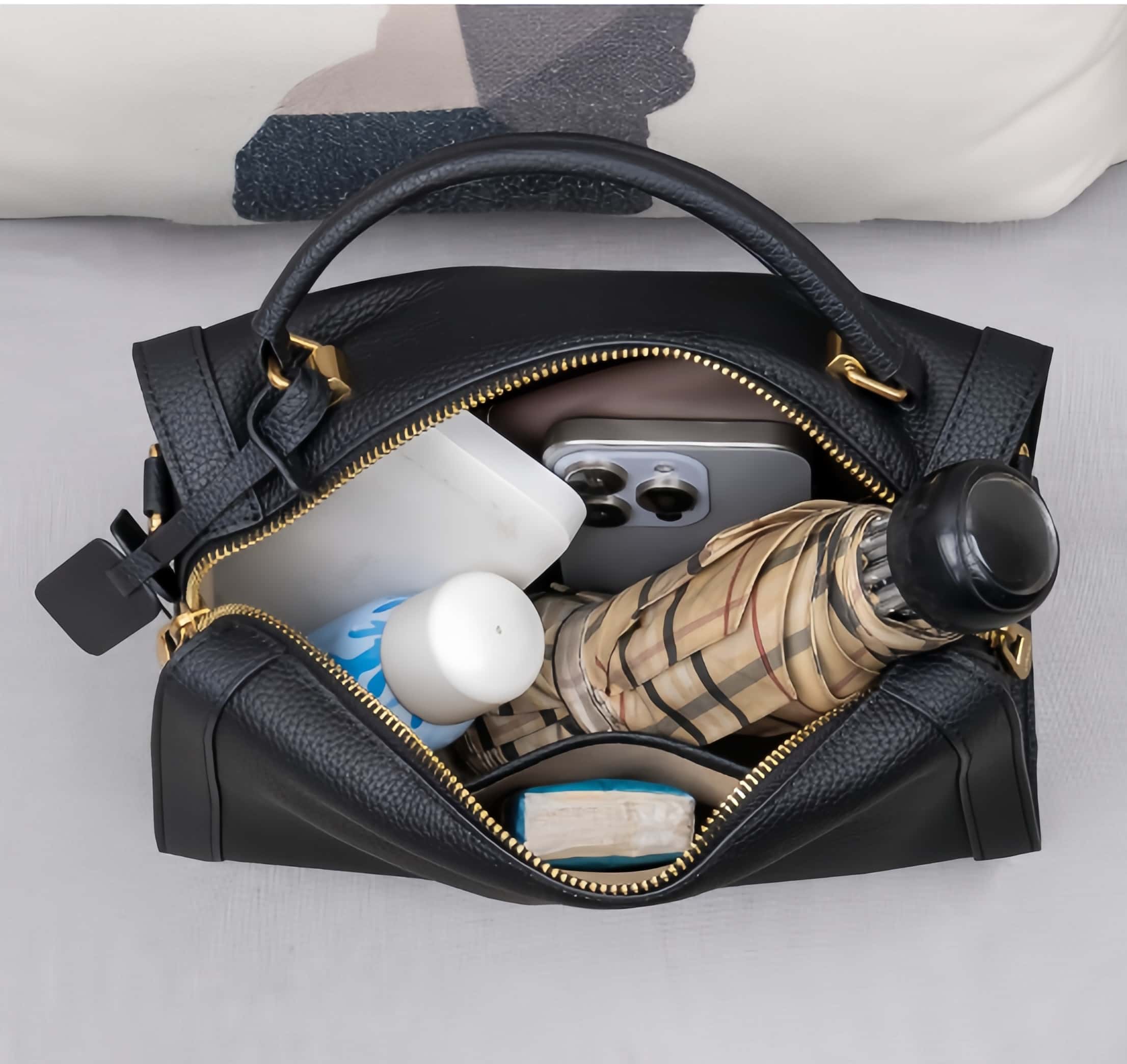 新作！黒|カーキ|2色•3WAY•厚手な天然軟めな天然牛革ハンドバッグ•牛革ショルダーバッグ