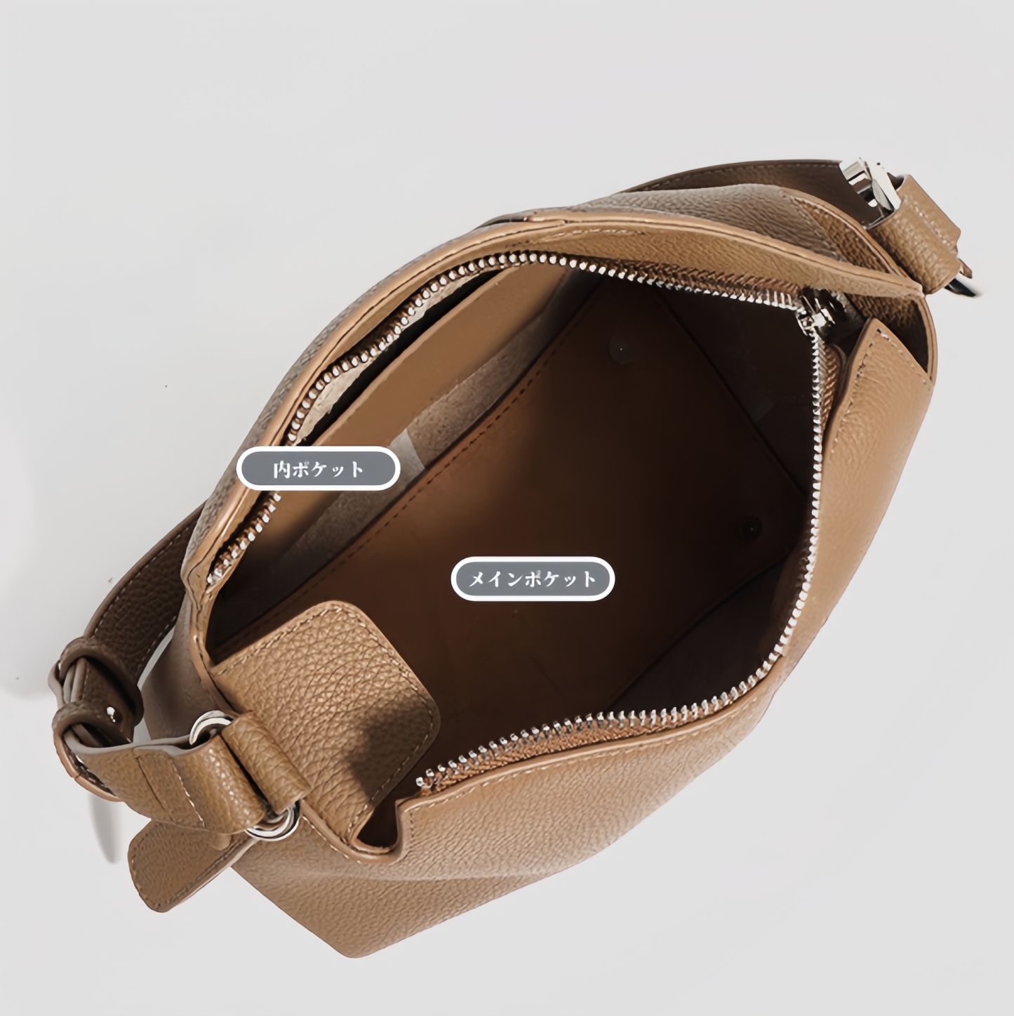 牛革斜ショルダーバッグ|2WAY