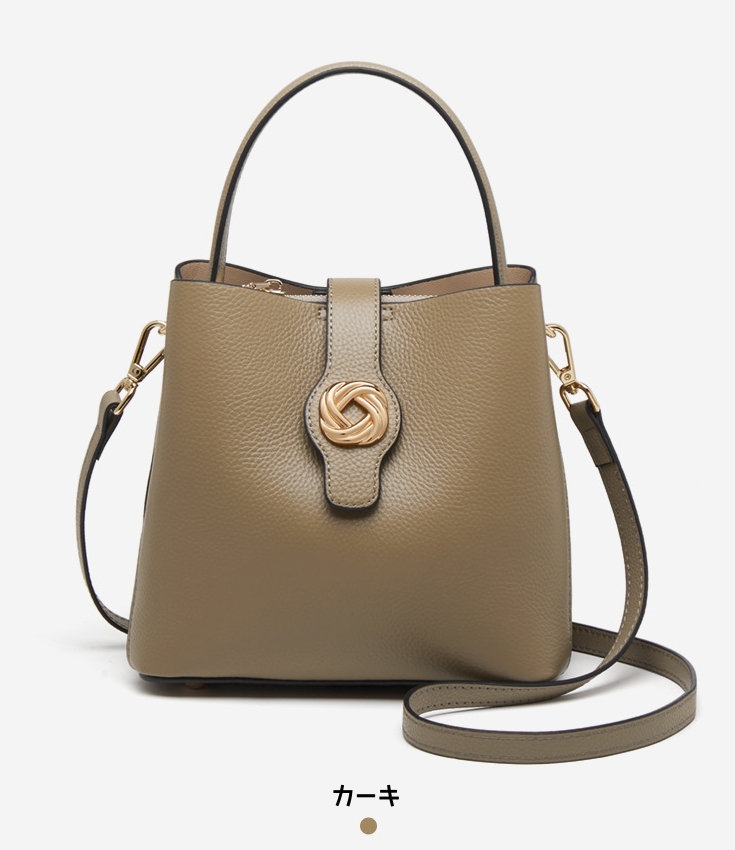 高級感 ！•黒|カーキ|ベージュ|•3色•天然牛革ハンドバッグ•牛革ショルダーバッグ