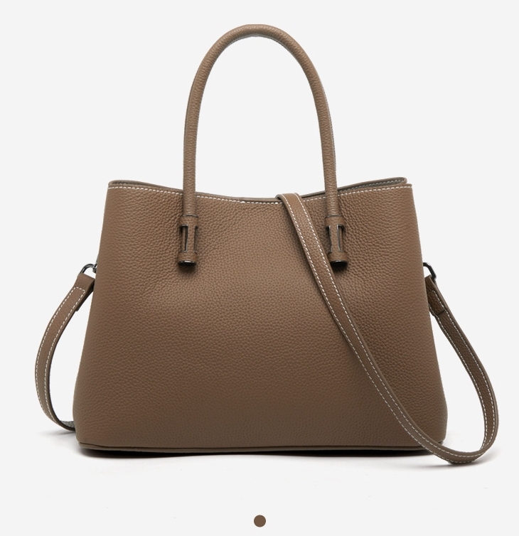 洗練感 ！•茶|黒|カーキ|濃い緑|4色•天然牛革ハンドバッグ•牛革ショルダーバッグ