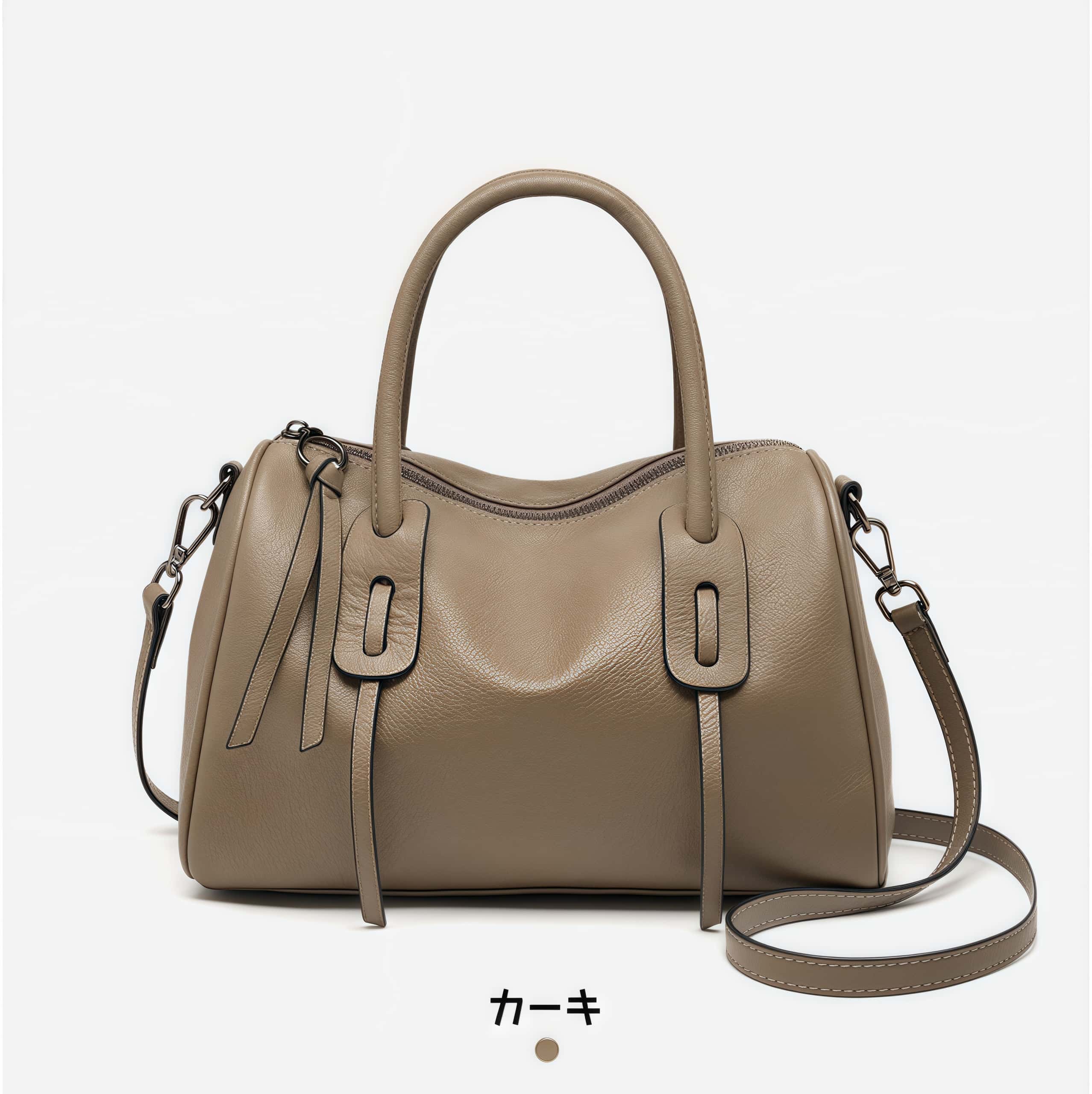 軽量で快適 ！•カーキ|黒|カラメル|3色•3WAY•厚みのある柔らかい天然牛革ハンドバッグ•牛革ショルダーバッグ