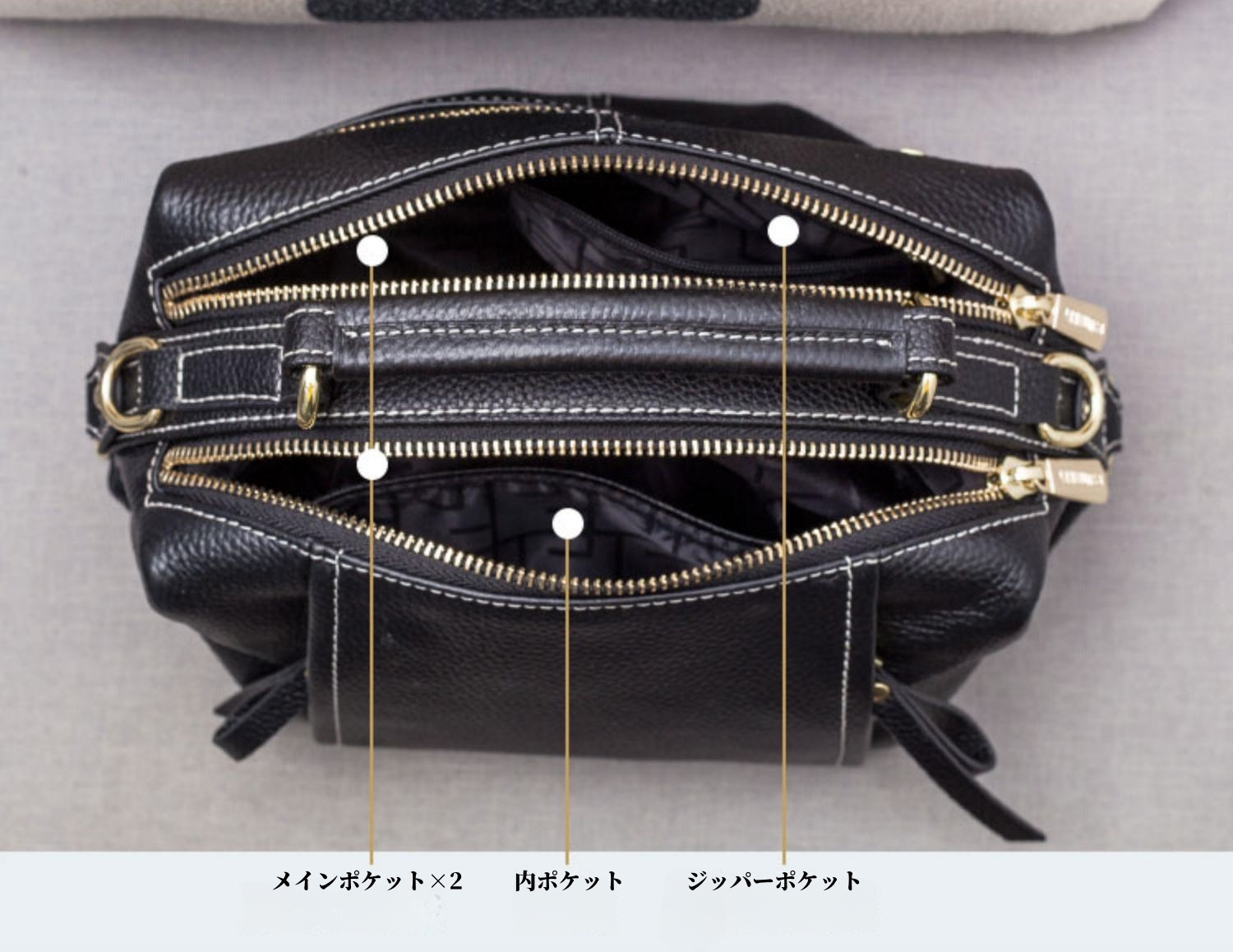 上質の魅力！•黒|カラメル|2色•高品質な厚手な天然軟めな牛革ハンドバッグ•牛革斜ショルダーバッグ