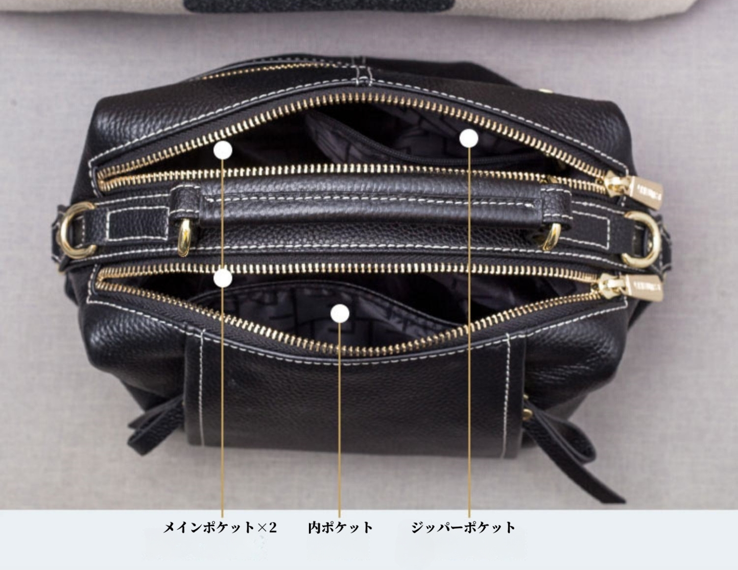 上質の魅力！•黒|カラメル|2色•高品質な厚手な天然軟めな牛革ハンドバッグ•牛革斜ショルダーバッグ