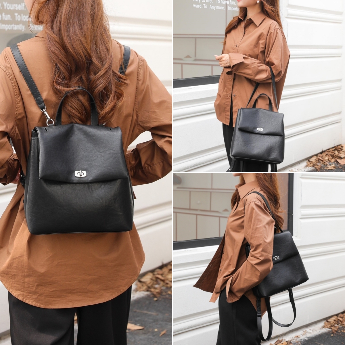 3in1多機能！•3色•3つの使用モードを切り替え自在！•天然な牛革リユックバック•牛革ショルダーバッグ•ハンドバッグ