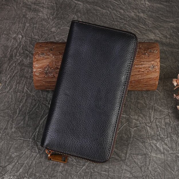 【猫風】精巧な手仕事の芸術品・植鞣天然牛革長財布・職人による手作りの 3D 模様・送料無料