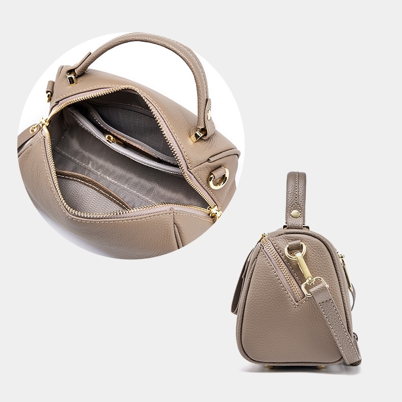 洗練されたエレガンス ！•グレー|黒|カラメル|3色•3WAY•天然牛革ハンドバッグ•牛革ショルダーバッグ