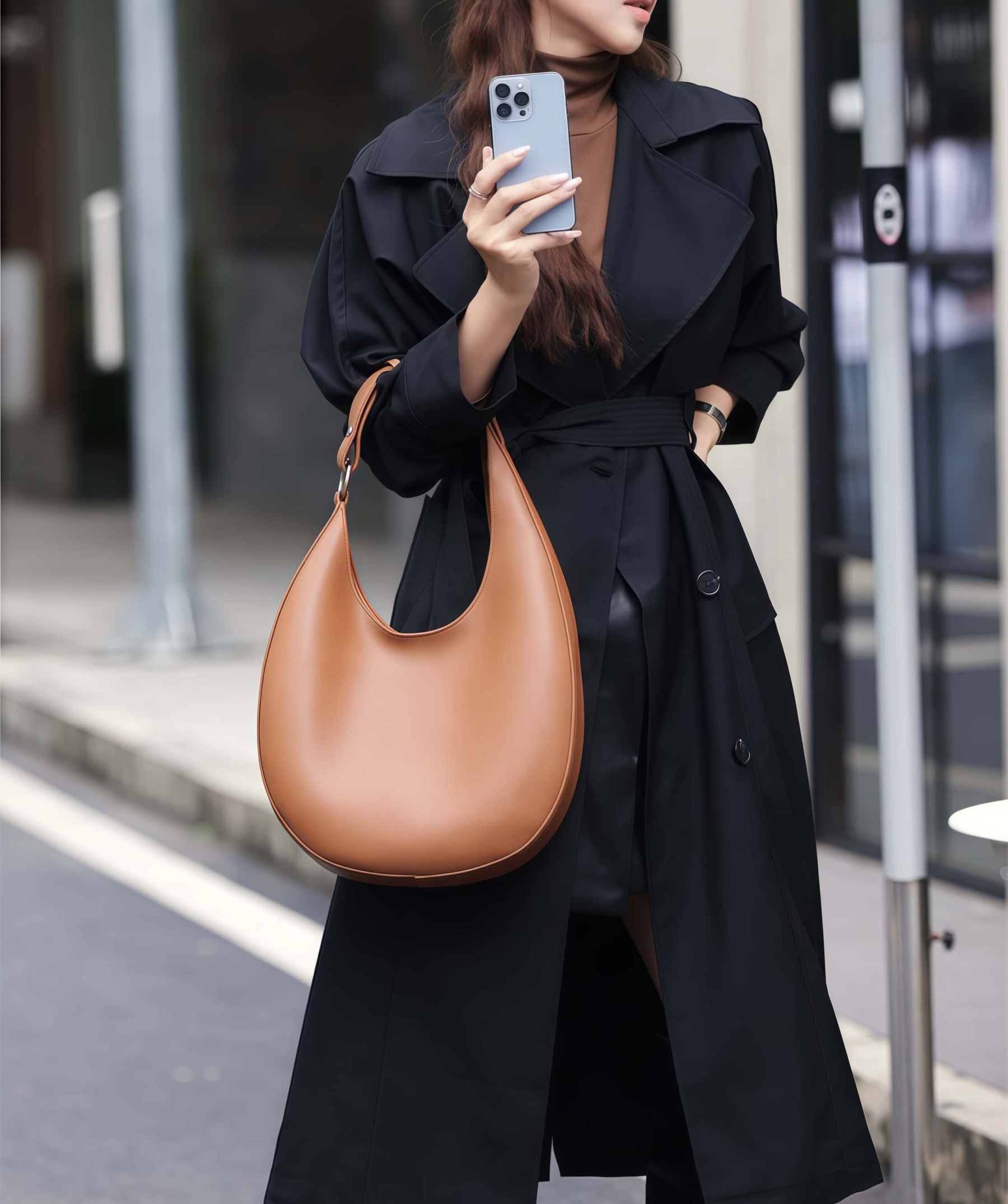 おしゃれで素敵！•カラメル|黒|茶|3色•天然牛革ショルダーバッグ•牛革トートバッグ