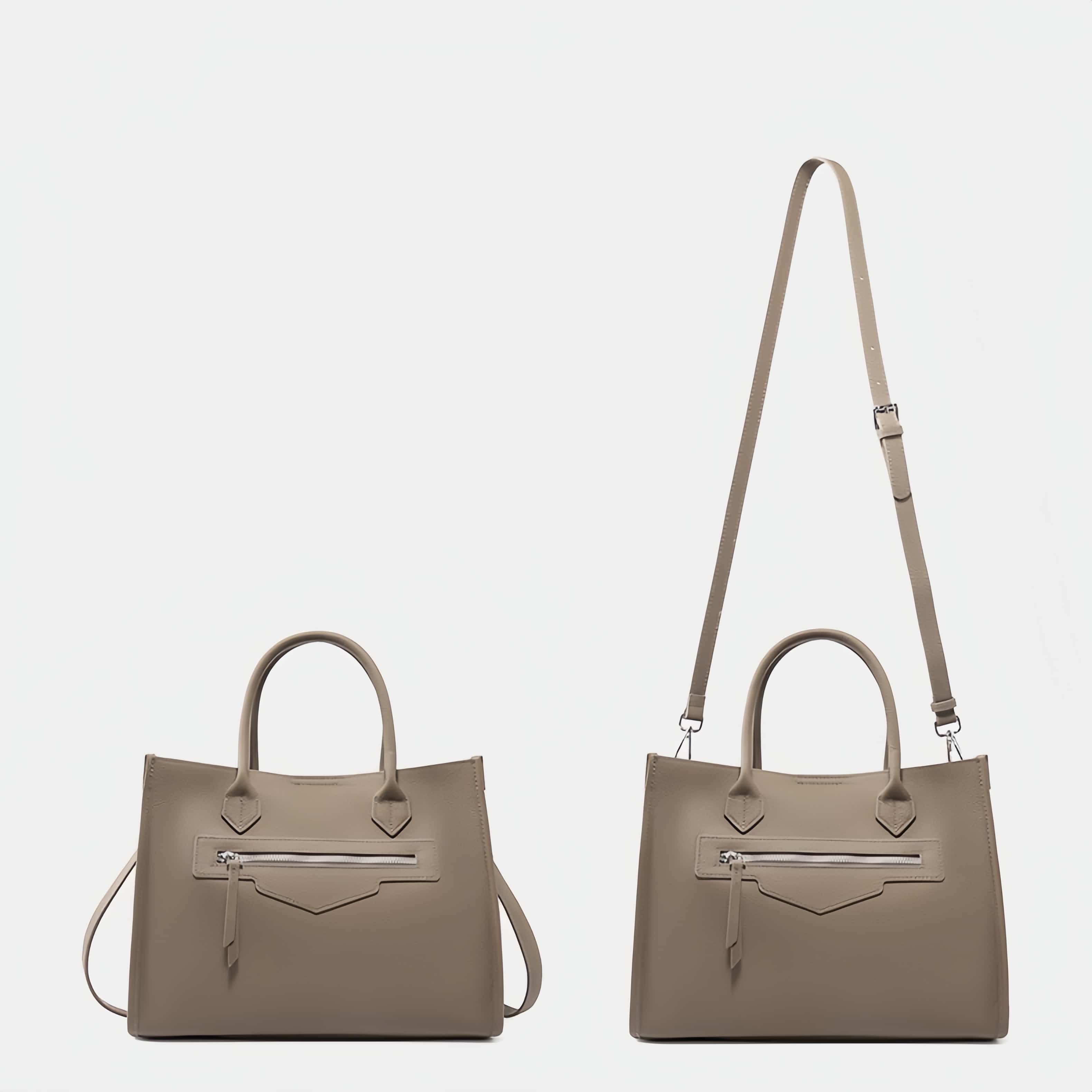 エレガント！グレー|黒|カラメル|3色•3WAY•天然の厚みのある柔らかい牛革ハンドバッグ•牛革肩掛けバッグ