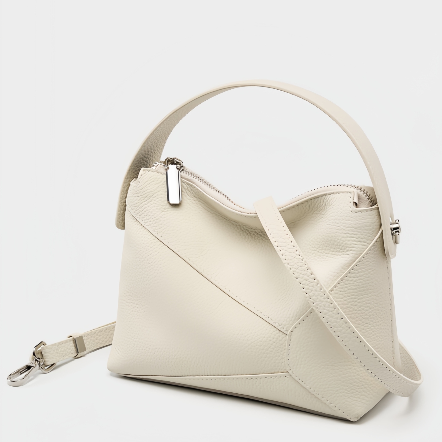 カーキ|黒|ベージュ|3WAY|レザーハンドバッグ|牛革ショルダーバッグ