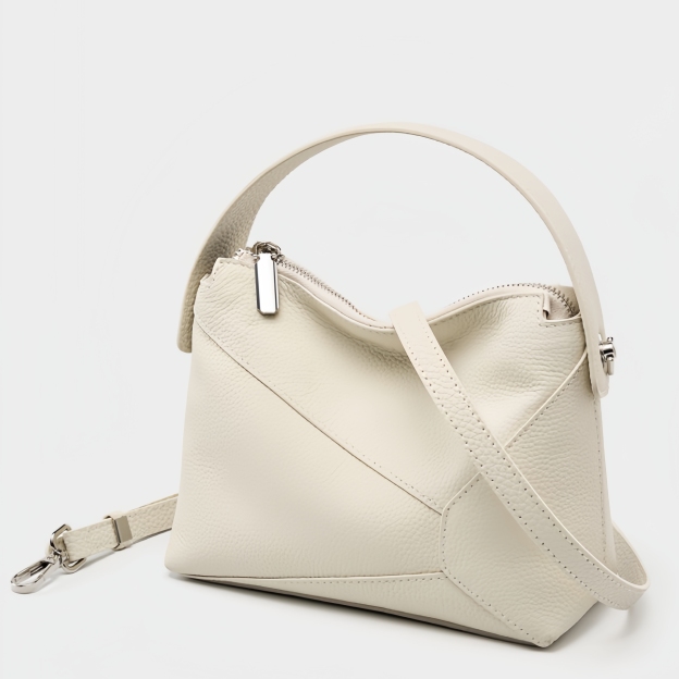 カーキ|黒|ベージュ|3WAY|レザーハンドバッグ|牛革ショルダーバッグ