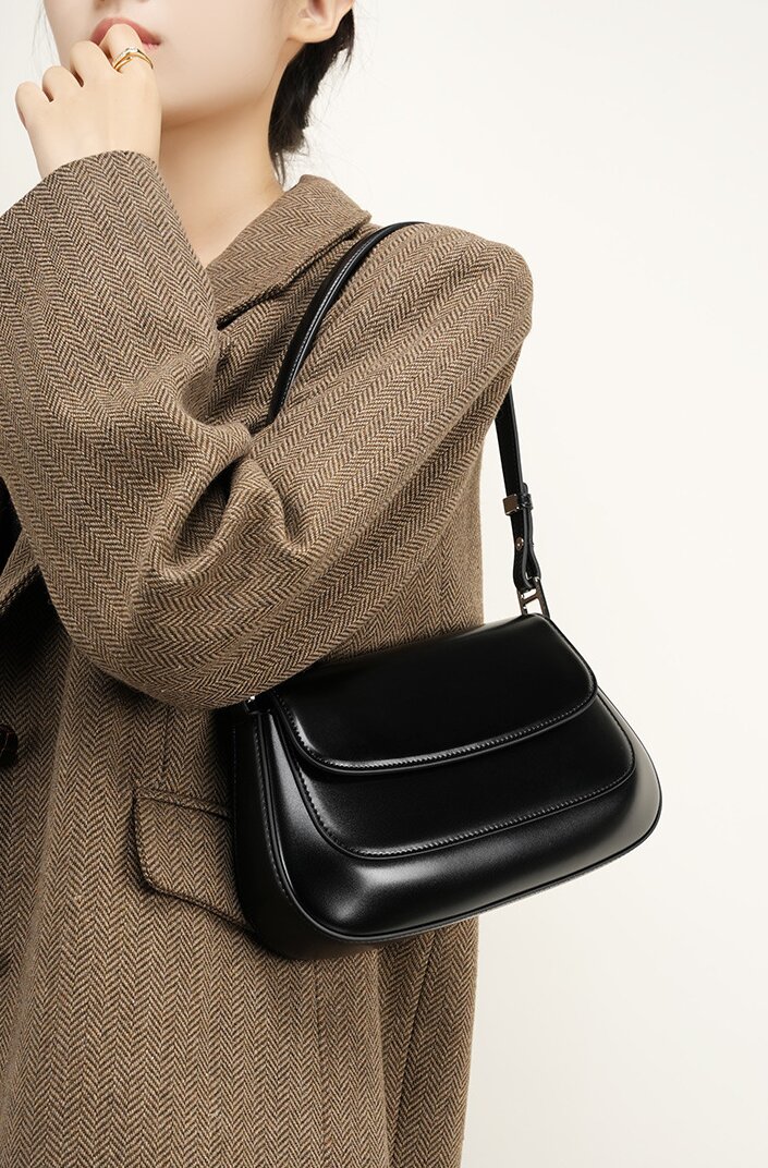 レザーエブニングバッグ|牛革ショルダーバッグ|斜め掛けバッグ