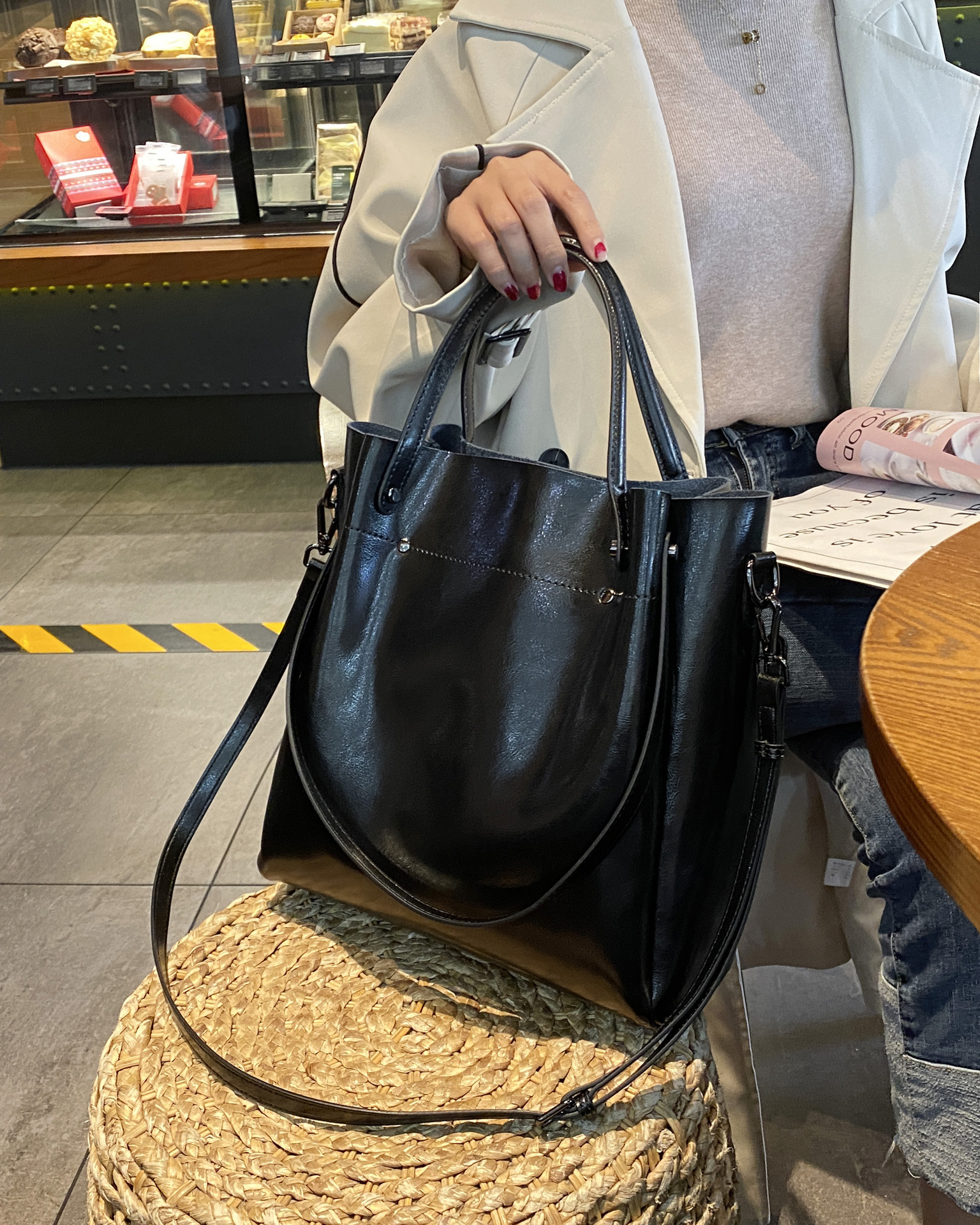 6色|3WAY牛革トートバッグ|牛革肩がけかばん|ハンドバッグ|レザーバッグ|斜め掛けバッグ