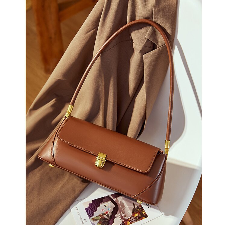 高級感 !|茶|黒|白|カーキ|4色|牛革ショルダーバッグ|牛革ハンドバッグ