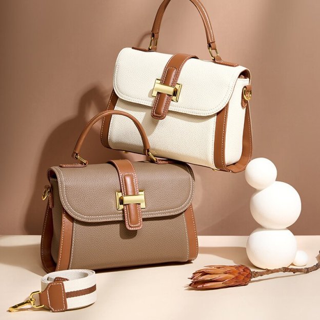 上質の魅力 ！|白|グレー|2色|牛革ハンドバッグ♥牛革ショルダーバッグ