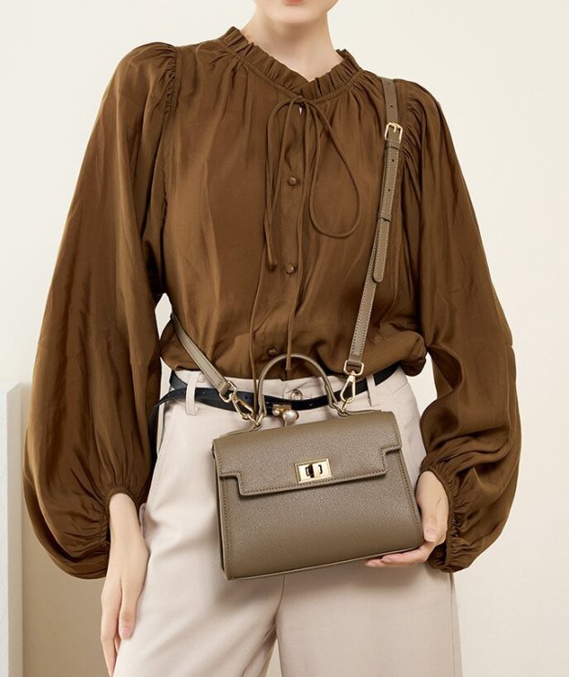 上品な気質 ！|黒|カラメル|カーキ|3色|牛革ハンドバッグ|牛革ショルダーバッグ