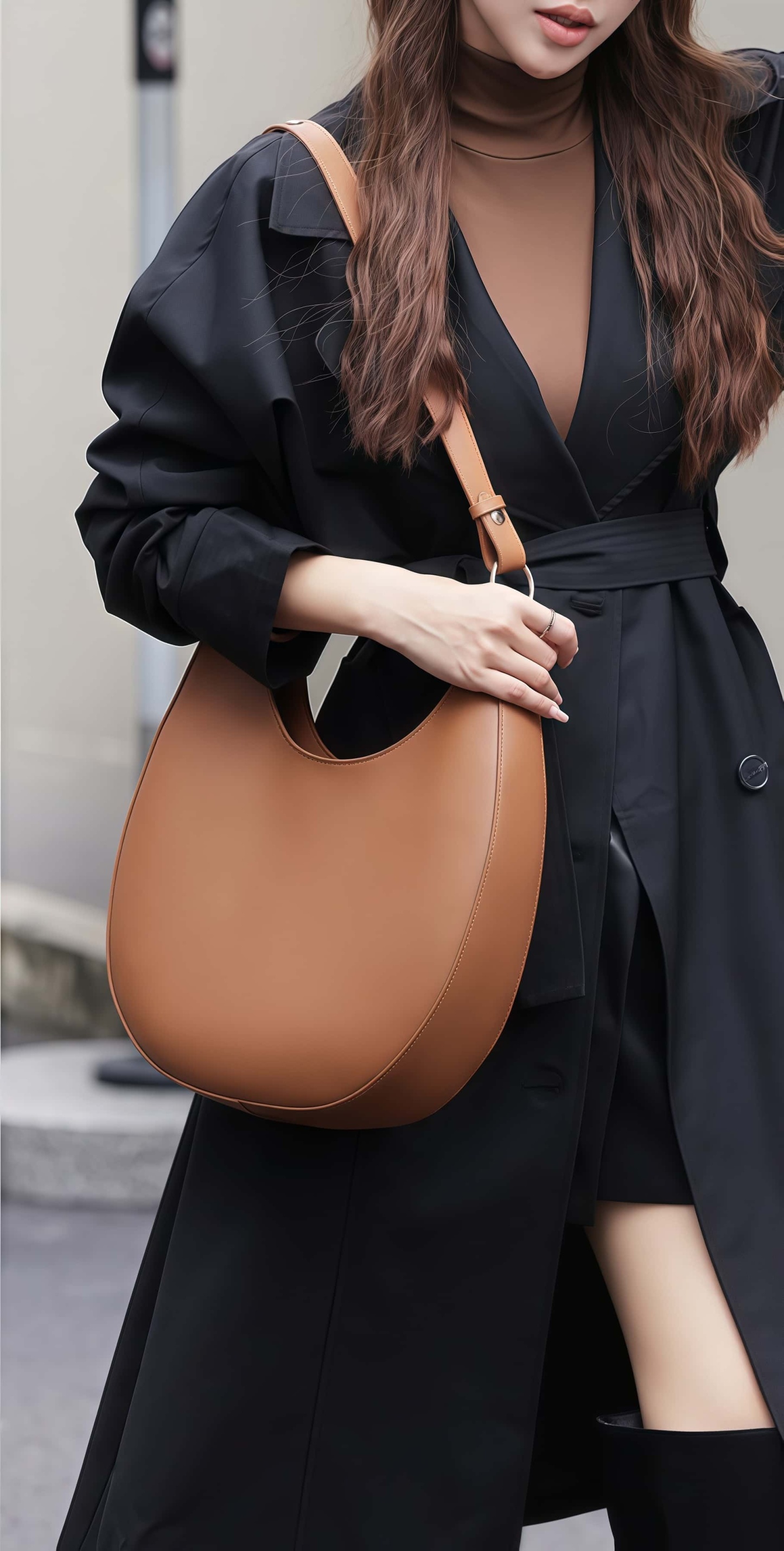 おしゃれで素敵！•カラメル|黒|茶|3色•天然牛革ショルダーバッグ•牛革トートバッグ