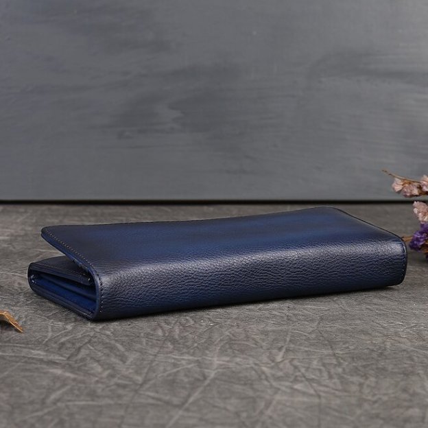 手仕事•美しい芸術品•植鞣天然牛革長財布•送料無料