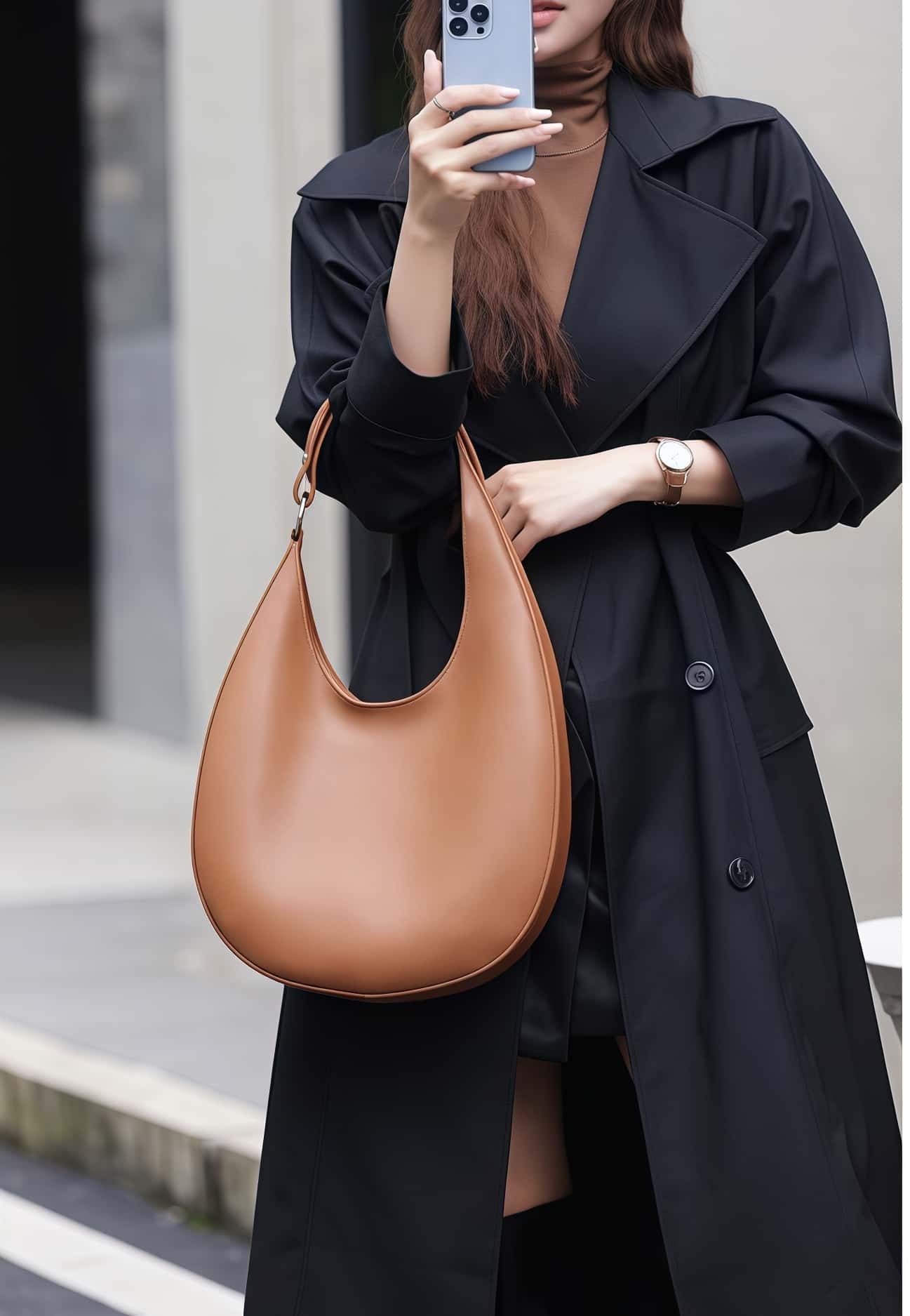 おしゃれで素敵！•カラメル|黒|茶|3色•天然牛革ショルダーバッグ•牛革トートバッグ