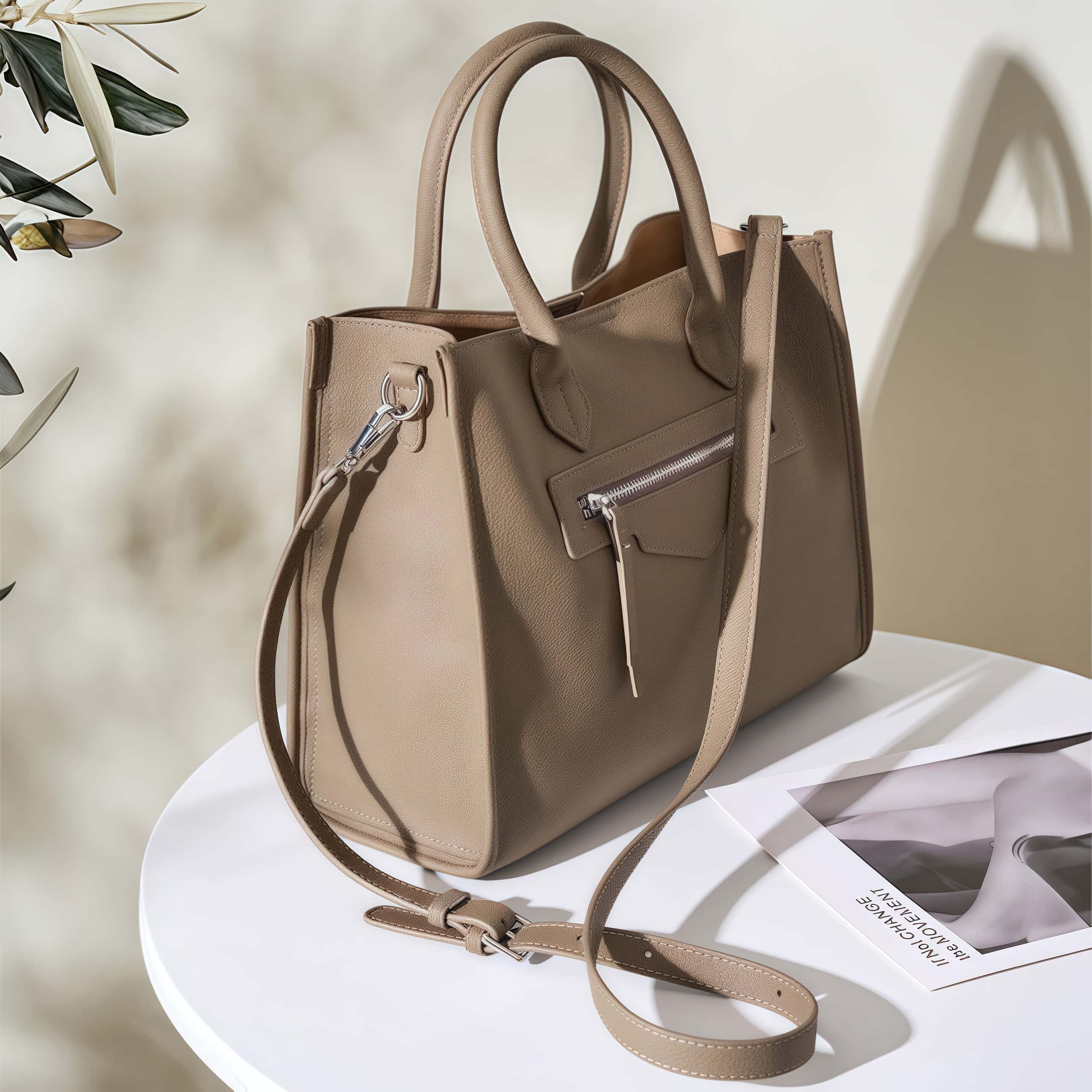 エレガント！グレー|黒|カラメル|3色•3WAY•天然の厚みのある柔らかい牛革ハンドバッグ•牛革肩掛けバッグ