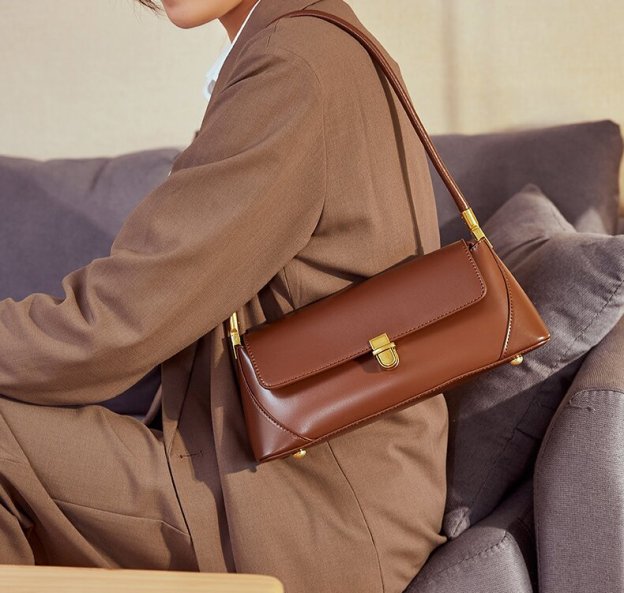 高級感 !|茶|黒|白|カーキ|4色|牛革ショルダーバッグ|牛革ハンドバッグ