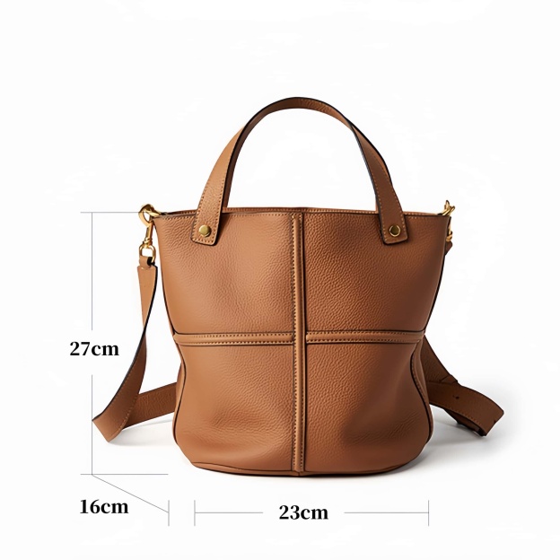 エレガントで高級感！•カラメル|黒|2色•3WAY•上質な厚手な天然軟めな牛革ハンドバッグ•牛革ショルダーバッグ