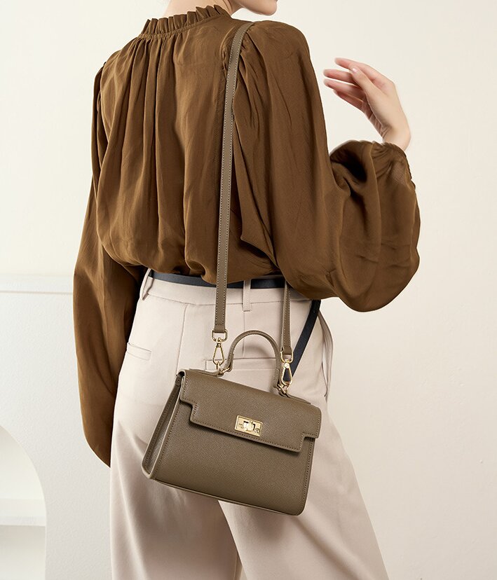 上品な気質 ！|黒|カラメル|カーキ|3色|牛革ハンドバッグ|牛革ショルダーバッグ