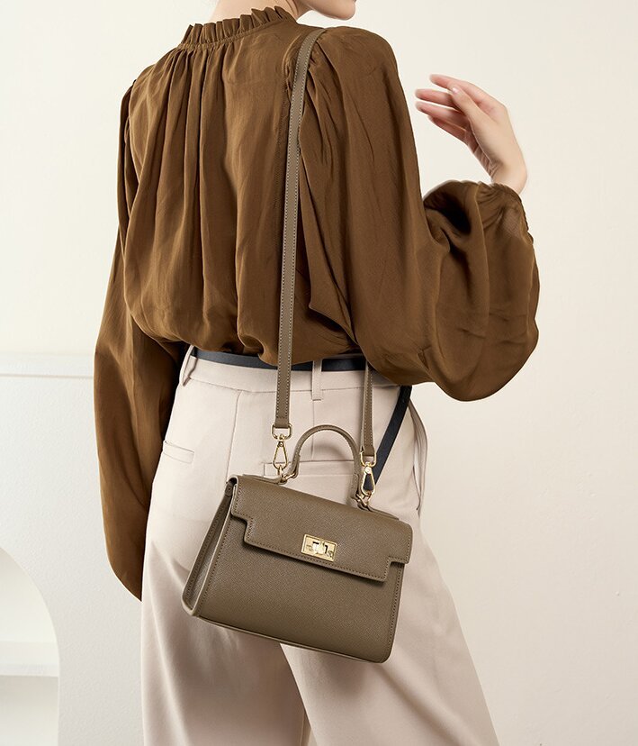 上品な気質 ！|黒|カラメル|カーキ|3色|牛革ハンドバッグ|牛革ショルダーバッグ