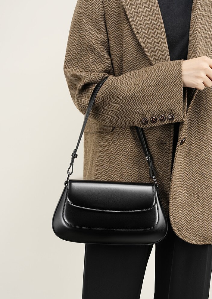 レザーエブニングバッグ|牛革ショルダーバッグ|斜め掛けバッグ