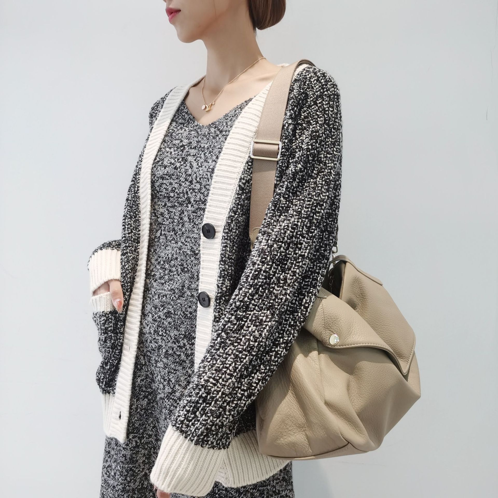 エレガント ！|ベージュ|黒|2色|3WAY•牛革ショルダーバッグ•牛革トートバッグ