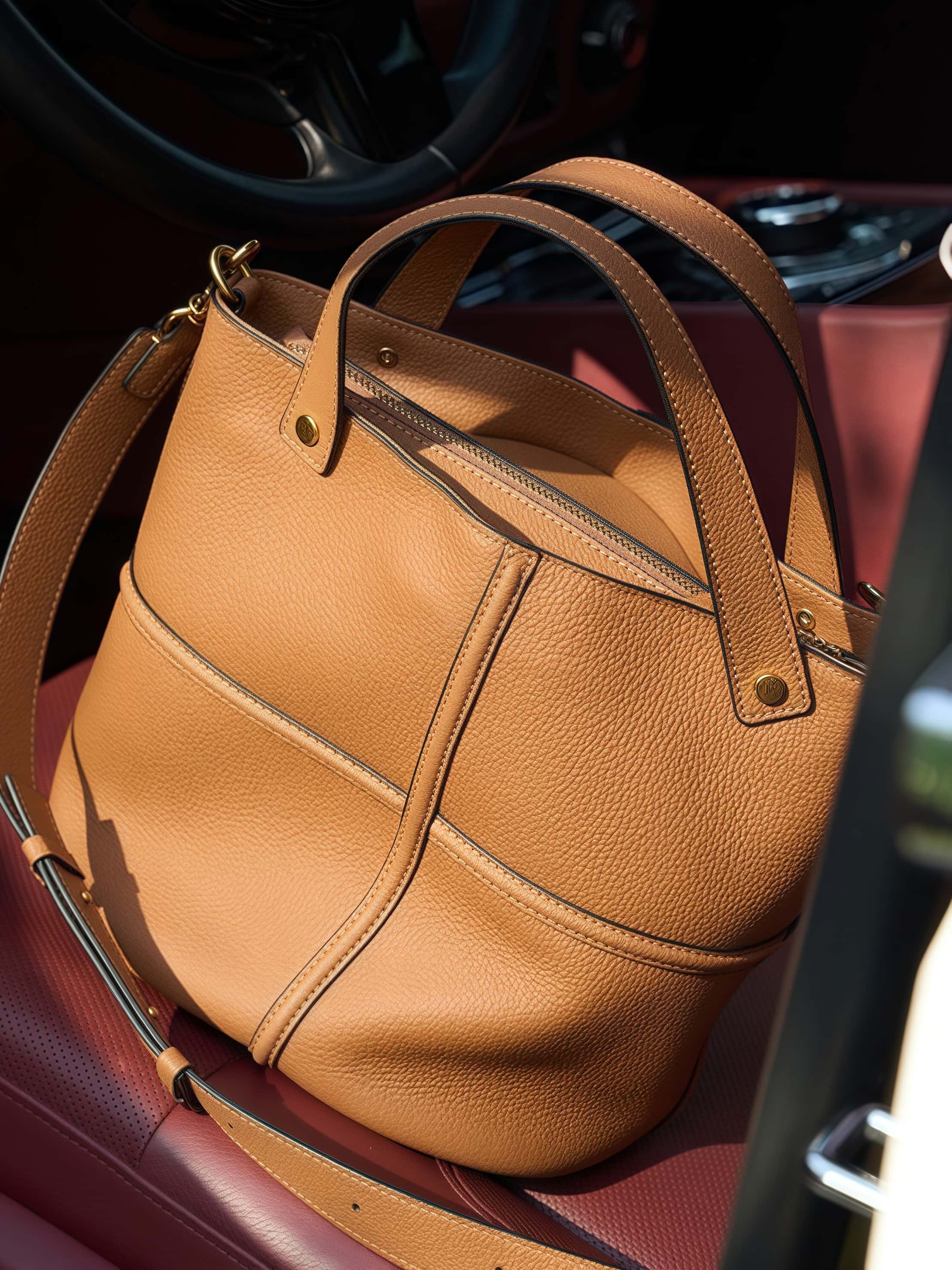 エレガントで高級感！•カラメル|黒|2色•3WAY•上質な厚手な天然軟めな牛革ハンドバッグ•牛革ショルダーバッグ