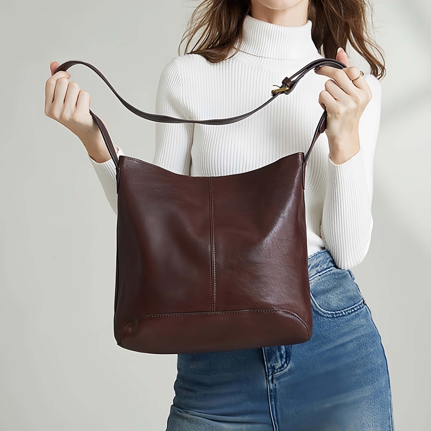 粋なデザイン ！❈茶|黒|2色|牛革ショルダーバッグ❈牛革肩掛けバッグ